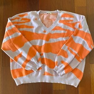 Purple and Coral Striped Sweater